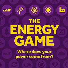 Purple and yellow energy card game front cover