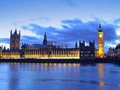 London Houses of Parliament from the River Thames