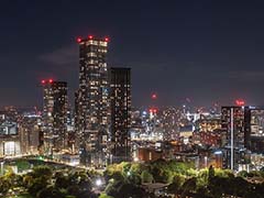 Cityscape view of central Manchester at night