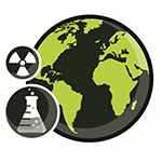 The logo for NNUF RADER featuring an animated globe with nuclear and laboratory symbols.