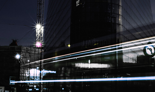 Manchester at night taken at slow shutter speed