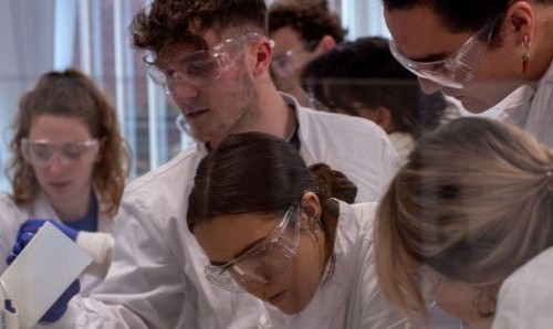 Student presenting work to others